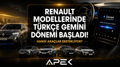 Renault modellerinde Türkçe Google Gemini desteğini gösteren OpenR Link bilgi-eğlence sistemi ve desteklenen Renault araçları.