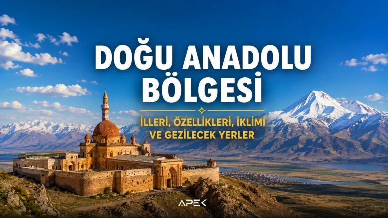 Doğu Anadolu Bölgesi'ni temsil eden Ağrı Dağı ve doğal manzara. Doğu Anadolu Bölgesi illeri, iklimi, özellikleri ve gezilecek yerler rehberi.